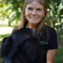 Jackie Gowland with a dog